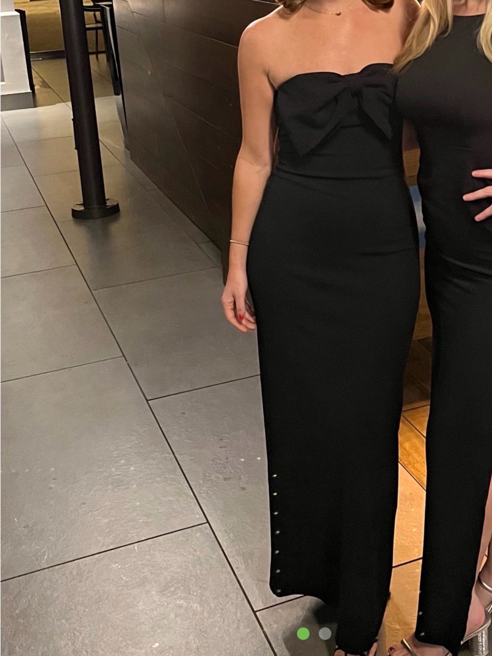 Lulu's Black Strapless Bow Front Formal Gown